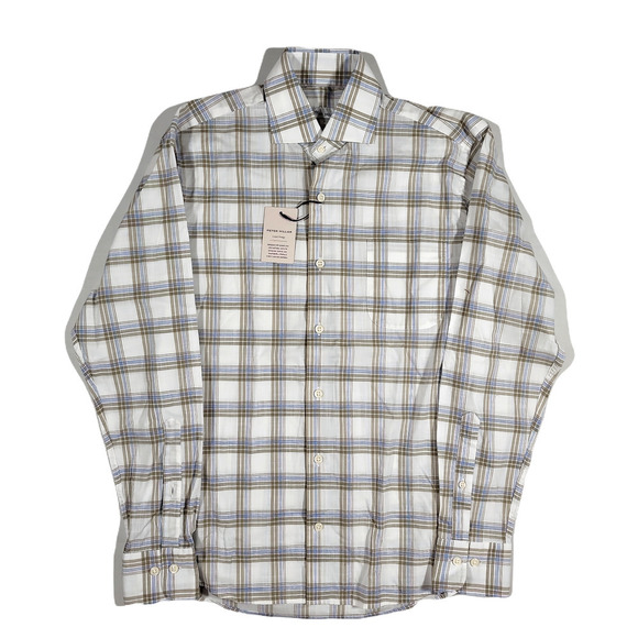 Peter Millar Rowan Crown Cotton Stretch‎ Plaid Shirt Mens Small UNTUCKED Fit - Picture 1 of 4